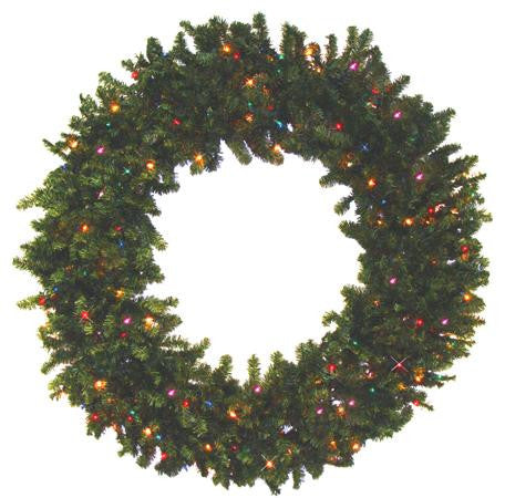 36" Pre-Lit Battery Operated Canadian Pine Christmas Wreath - Multi LED Lights