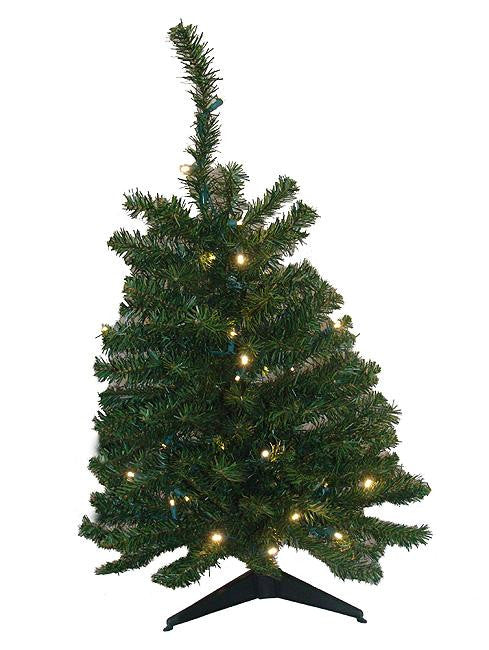 3' Pre-Lit LED Natural Two-Tone Pine Artificial Christmas Tree -Clear Lights