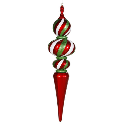 51" Peppermint Twist Commercial Size Red Shatterproof Finial Christmas Ornament