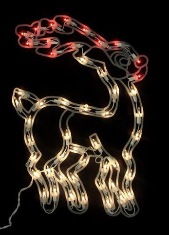 17.5" Clear & Red Lighted Reindeer Christmas Window Silhouette Decoration