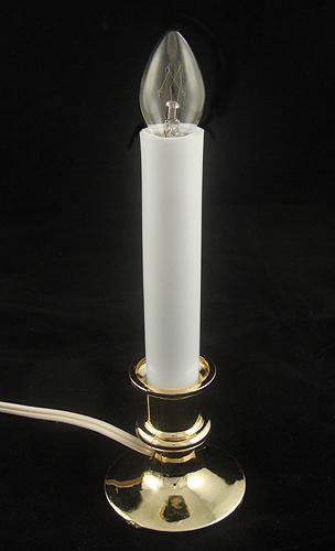 9" Brass Christmas Indoor Candle Lamp with Timer - Clear C7 Light