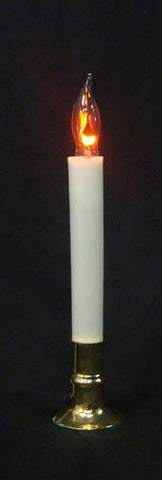 8.75" Brass Flicker Flame Christmas Indoor Candle Lamp - Clear C7 Light