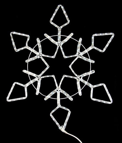 24" Pure White LED Lighted Rope Light Snowflake Commercial Christmas Decoration