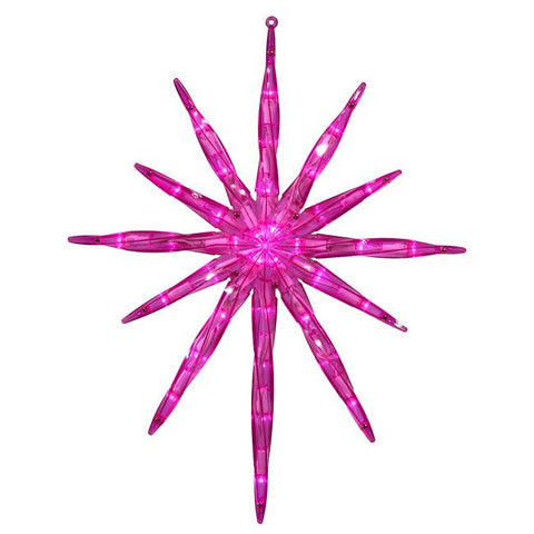 17" LED Lighted Hot Pink Starburst Hanging Christmas Decoration