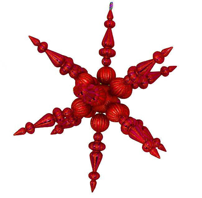 43" Red Radical 3-D Snowflake Commercial Shatterproof Christmas Ornament