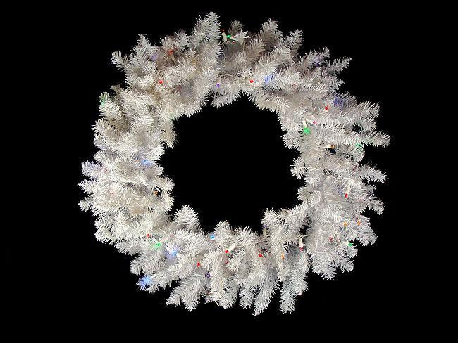 36" Battery Operated Pre-Lit LED Snow White Christmas Wreath - Multi Lights