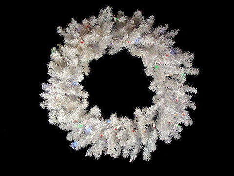 36" Battery Operated Pre-Lit LED Snow White Christmas Wreath - Multi Lights