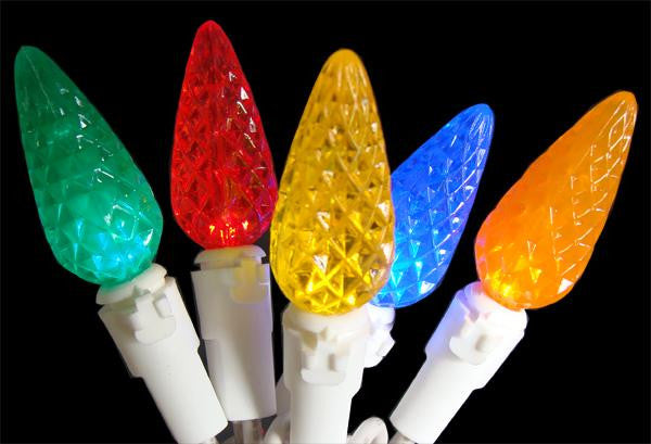 Set of 70 Multi-Color LED C6 Christmas Lights 3.5" Bulb Spacing - White Wire