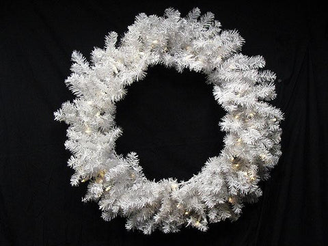 24" Pre-Lit Battery Operated Snow White Artificial Christmas Wreath - Candlelight Clear LED Lights