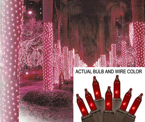 2' x 8' Red Mini Christmas Net Style Tree Trunk Wrap Lights - Brown Wire