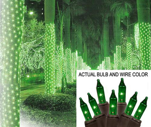 2' x 8' Green Mini Christmas Net Style Tree Trunk Wrap Lights - Brown Wire