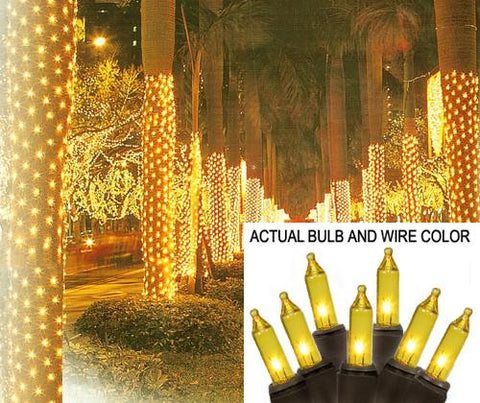 2' x 8' Orange Mini Christmas Net Style Tree Trunk Wrap Lights - Brown Wire