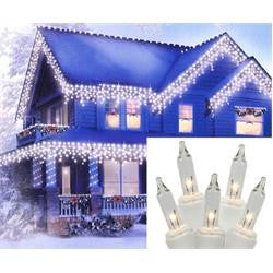 Set of 100 Clear Mini Icicle Christmas Lights 2.5" Bulb Spacing - White Wire