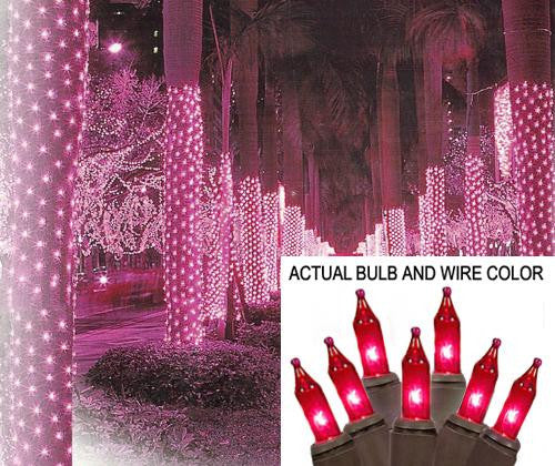 2' x 8' Pink Mini Christmas Net Style Tree Trunk Wrap Lights - Brown Wire