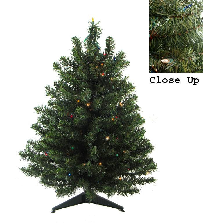 18" Pre-Lit Natural Two-Tone Pine Artificial Christmas Tree - Multi-Color Lights