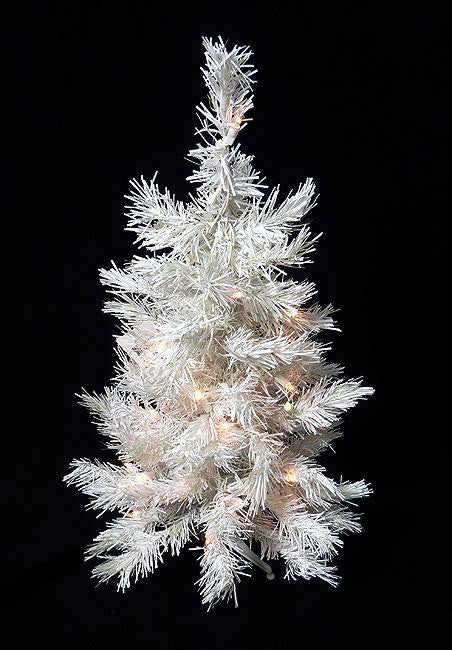 2' Pre-Lit Snow White Artificial Christmas Tree - Clear Lights