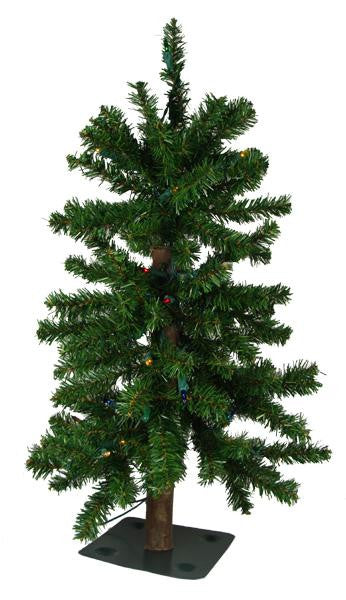 2' Pre-Lit Two-Tone Alpine Artificial Christmas Tree - Multi Lights