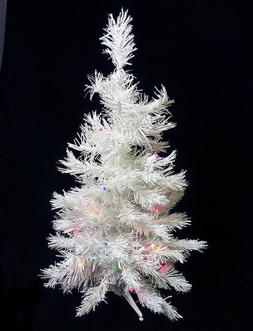 3' Battery Operated Pre-Lit LED White Pine Artificial Christmas Tree Multi Light