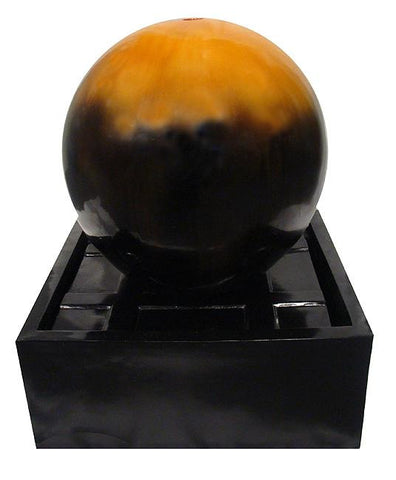 24" Golden Amber Ball Outdoor Garden Water Fountain