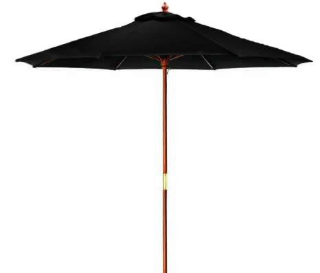 9' Outdoor Patio Market Umbrella - Black and Cherry Wood