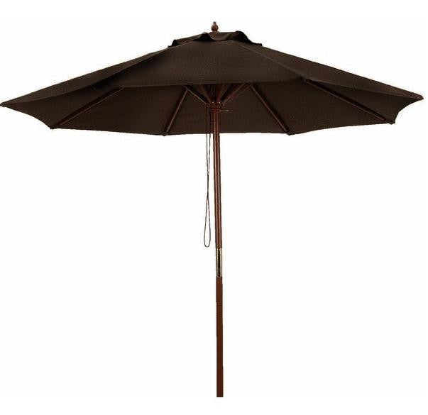 9' Outdoor Patio Market Umbrella - Brown and Cherry Wood