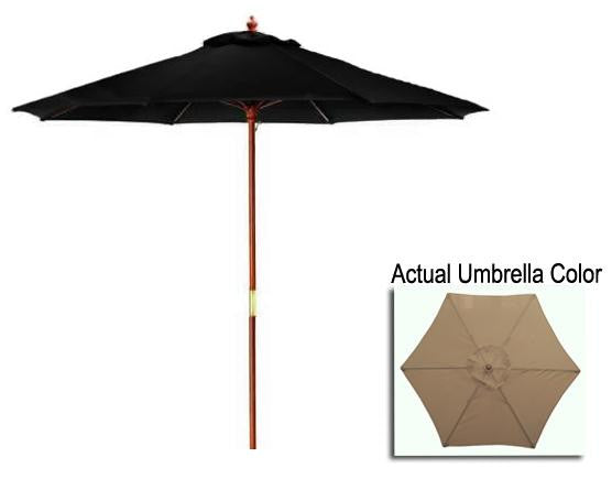 9' Outdoor Patio Market Umbrella - Beige Taupe and Cherry Wood