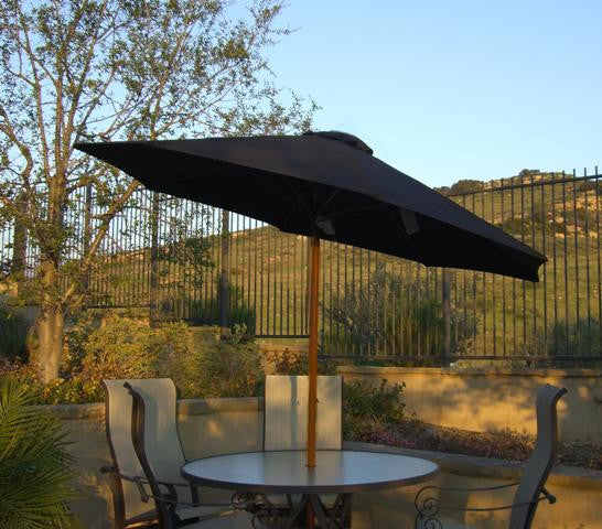 9' Outdoor Patio Umbrella with Hand Crank and Tilt - Black and Brown