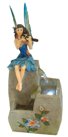 13" LED Lighted Blue Fairy Outdoor Water Fountain Garden Figure