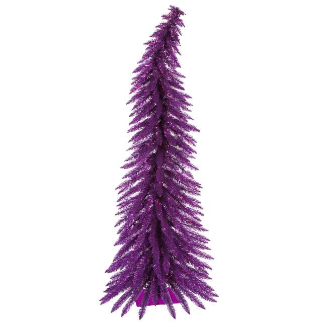 4' Pre-Lit Whimsical Purple Spruce Tinsel Christmas Tree - Purple Lights