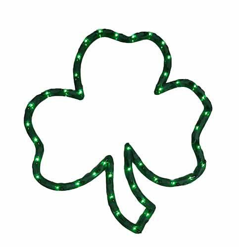 14.25" Luck of the Irish Lighted Shamrock Window Silhouette Decoration