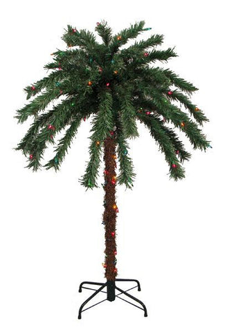 4' Pre-Lit Tropical Outdoor Summer Patio Palm Tree - Multi-Color Lights