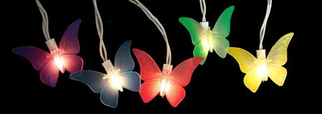 Set of 10 Butterfly Summer Garden Patio Christmas Lights - White Wire