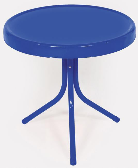 20" Electric Blue Retro Metal Tulip Outdoor Side Table