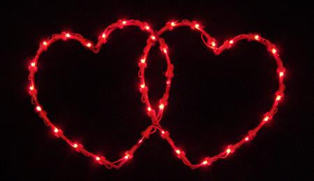 19" Lighted Valentine's Day Twinkling Double Heart Window Silhouette Decoration