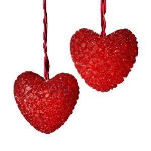 Set of 10 Red Valentines Day Heart Christmas Lights - Red Wire