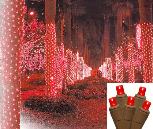 2' x 8' Red LED Net Style Tree Trunk Wrap Christmas Lights - Brown Wire