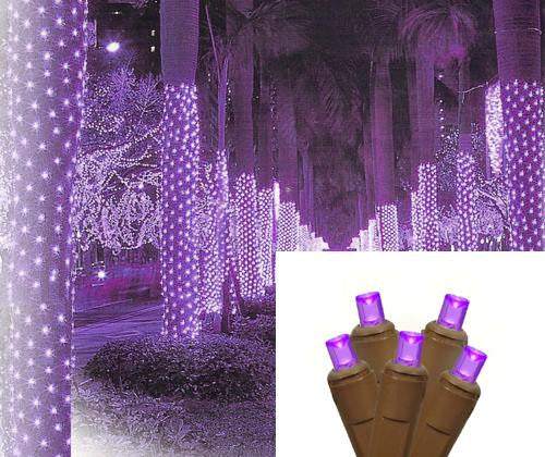 2' x 8' Purple LED Net Style Tree Trunk Wrap Christmas Lights - Brown Wire