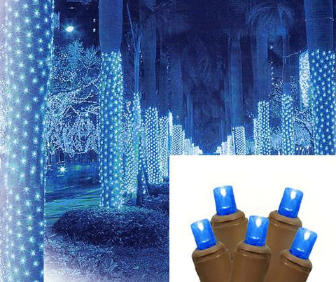 2' x 8' Blue LED Net Style Tree Trunk Wrap Christmas Lights - Brown Wire