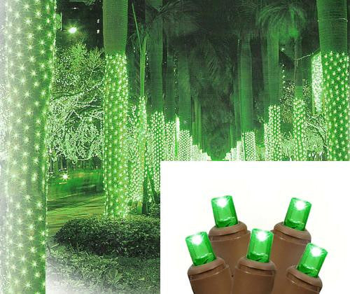 2' x 8' Green LED Net Style Tree Trunk Wrap Christmas Lights - Brown Wire