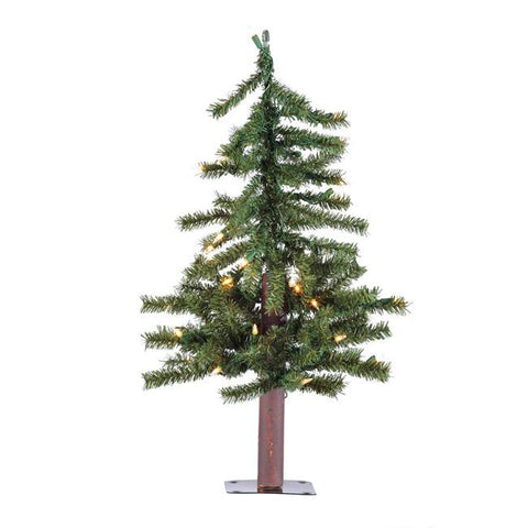 2' Pre-Lit Two-Tone Alpine Artificial Christmas Tree - Clear Lights