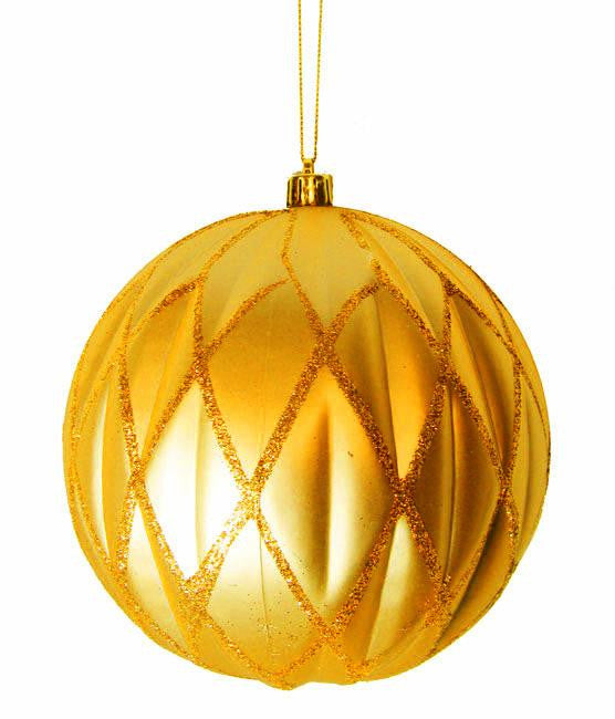 Gold Glittered Lattice Shatterproof Christmas Ball Ornament 6" (150mm)