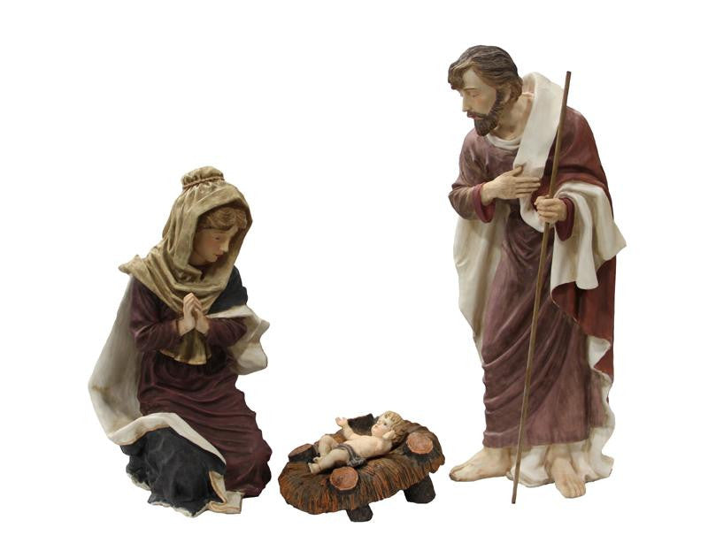 34" Large 3-Piece Outdoor Holy Family Nativity Christmas Yard Art Statue Set