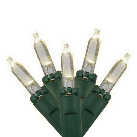 Set of 100 Candlelight Clear LED Mini Christmas Lights - Green Wire