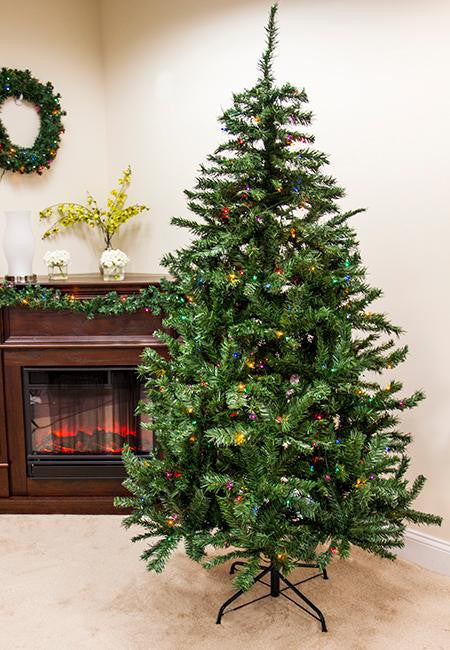 6.5' Pre-Lit Traditional Mixed Pine Artificial Christmas Tree - Multi Lights