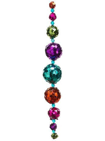 24" Multi-Color Sequined Disco Ball Christmas Garland - Unlit