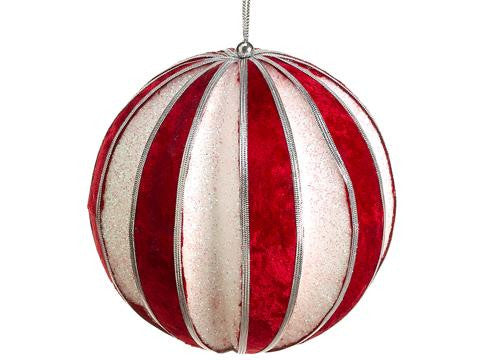 Peppermint Twist Red and Glitter Christmas Ball Ornament 5" (127mm)