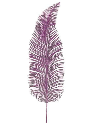 20" Princess Garden Pink Glitter Drenched Fern Frond Craft Pick Spray