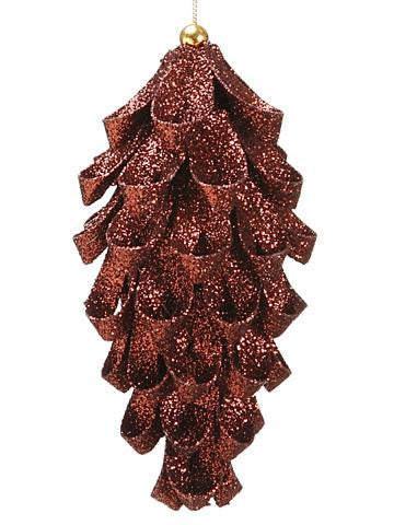 6.25" Fancy Metallic Brown Glitter Pine Cone Christmas Ornament