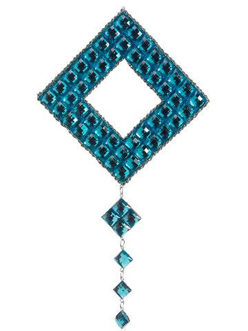 12" Elaborate Teal Jeweled Diamond Drop Christmas Ornament