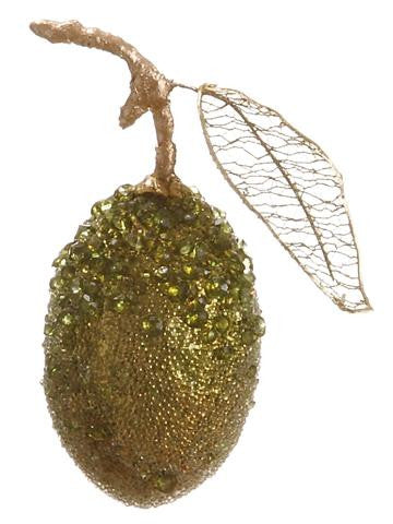 5" Sugared Fruit Glitzy Beaded Green Lime Christmas Ornament